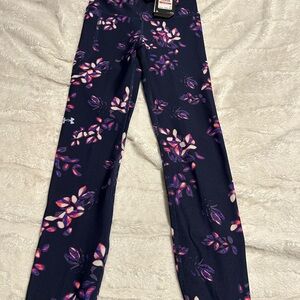 Under Armour Navy Floral Leggings with Pink/Purple Accents Women’s XS